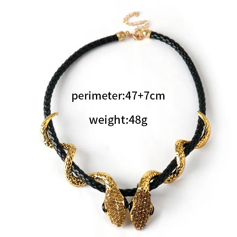 Anime Knight Necklace Fashion Geometry Rope Chain Snake Necklace Double Snake Wrapped Leather Rope Necklace Collar Chain necklace pendant,anime necklace