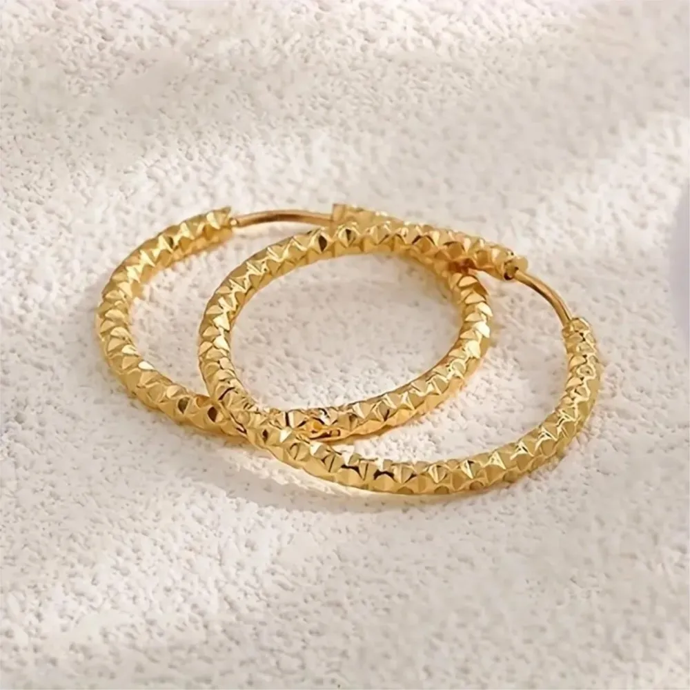 316L Stainless Steel Punk Exaggerated Hoop Earrings for Women Retro Golden Hypoallergenic Party Jewelry Gifts