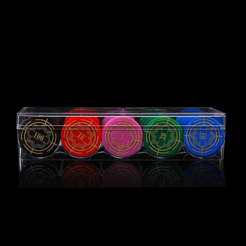 Poker Chips 1PC Acrylic Poker Chips Tray 100 Chips Case Box Holder