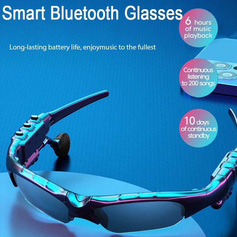 Wireless Bluetooth 5.0 Earphones Sports Headset Telephone Driving Sunglasses/mp3 Riding Eyes Glasses With Colorful Sun Lens Mic