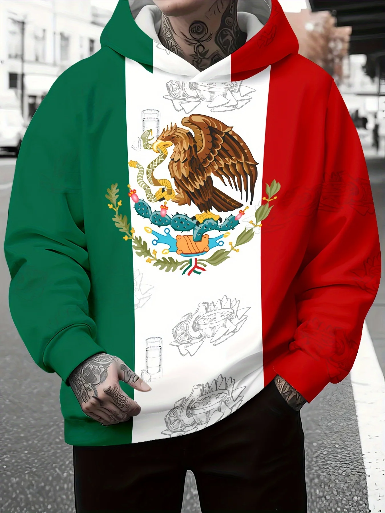 thumbnail image 1 of Novedad en sudaderas con capucha para hombre, sudaderas con estampado 3D de la bandera de México, sudaderas con cordón, ropa deportiva de manga larga, ropa informal para hombre, 1 of 4