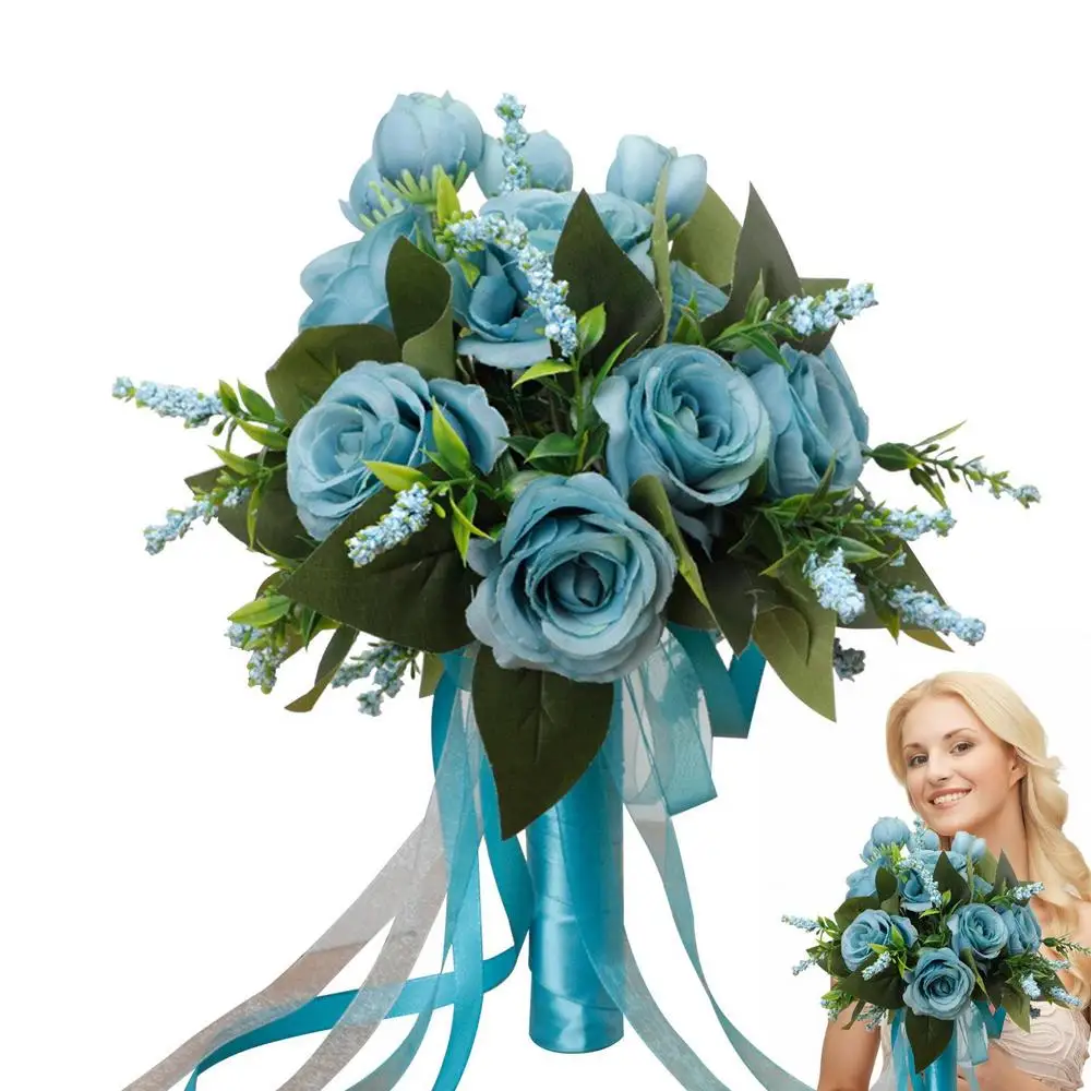 Bride Bouquets For Weddings Western-Style White Rose Artificial Flowers Wedding Artificial Flower For DIYBride Bouquets Cake
