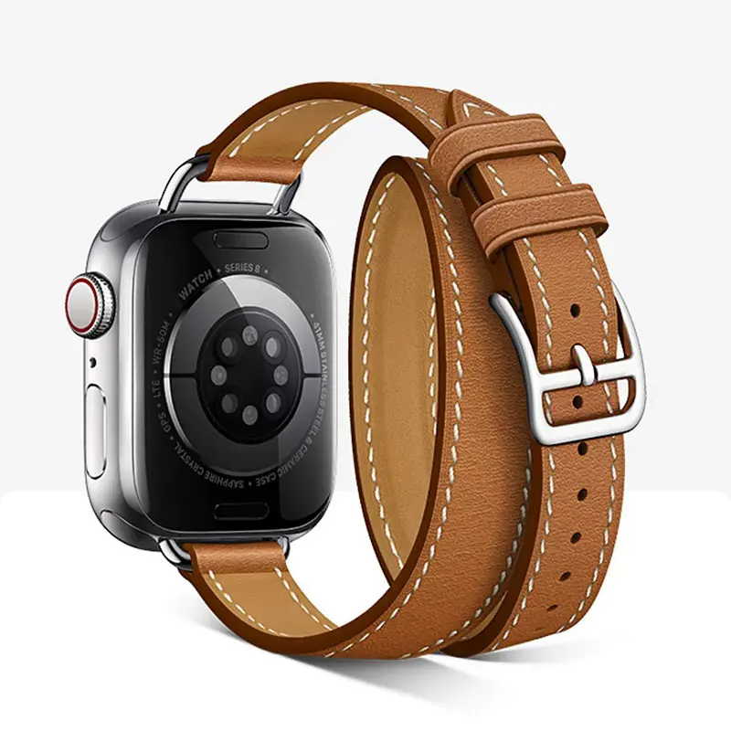 

Double Tour leather Strap For Apple Watch ultra band 49mm 45mm 42mm 44mm Series 8 7 6 Se 5 4 3 2 Iwatch 6 38mm 40mm Correa 41mm