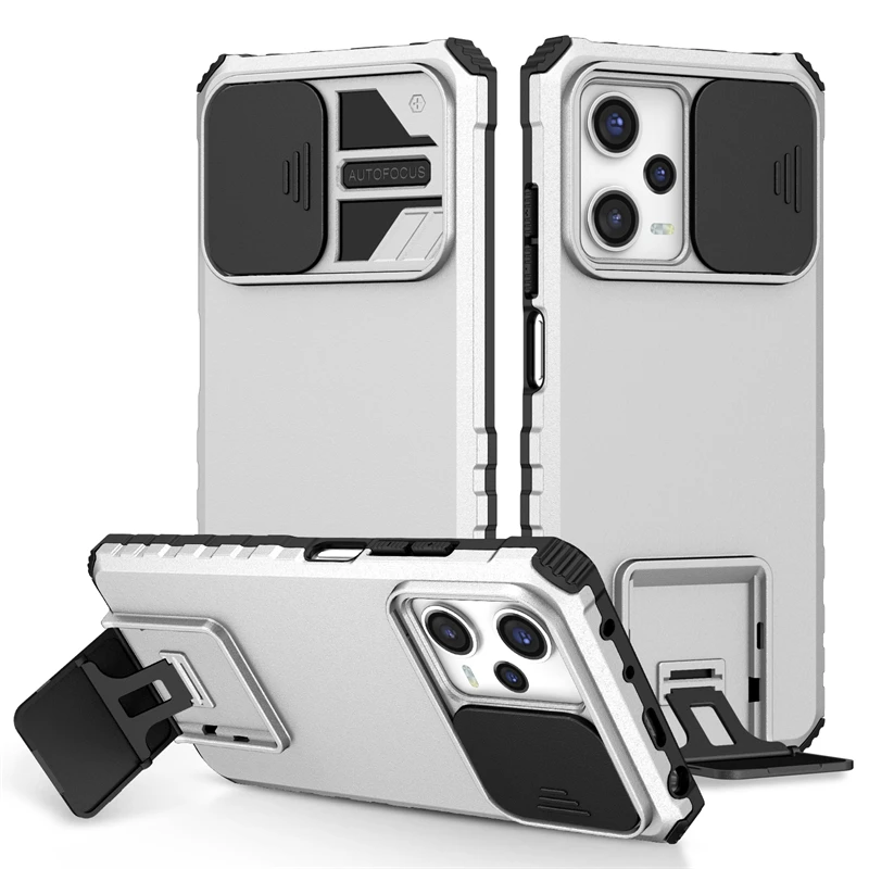 JIAFEI Cover Armor Per Xiaomi Redmi Note 12 Pro+ Plus 5G - Custodia TPU+PC Antiurto Con Protezione Scorrevole Per Fotocamera E Anello Supporto 360°, Blu