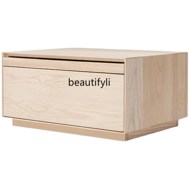 

Nordic Locker Black Walnut Wooden Bedside Table Oak Log Bed Side Table Tatami Bedside Cabinet storage cabinet
