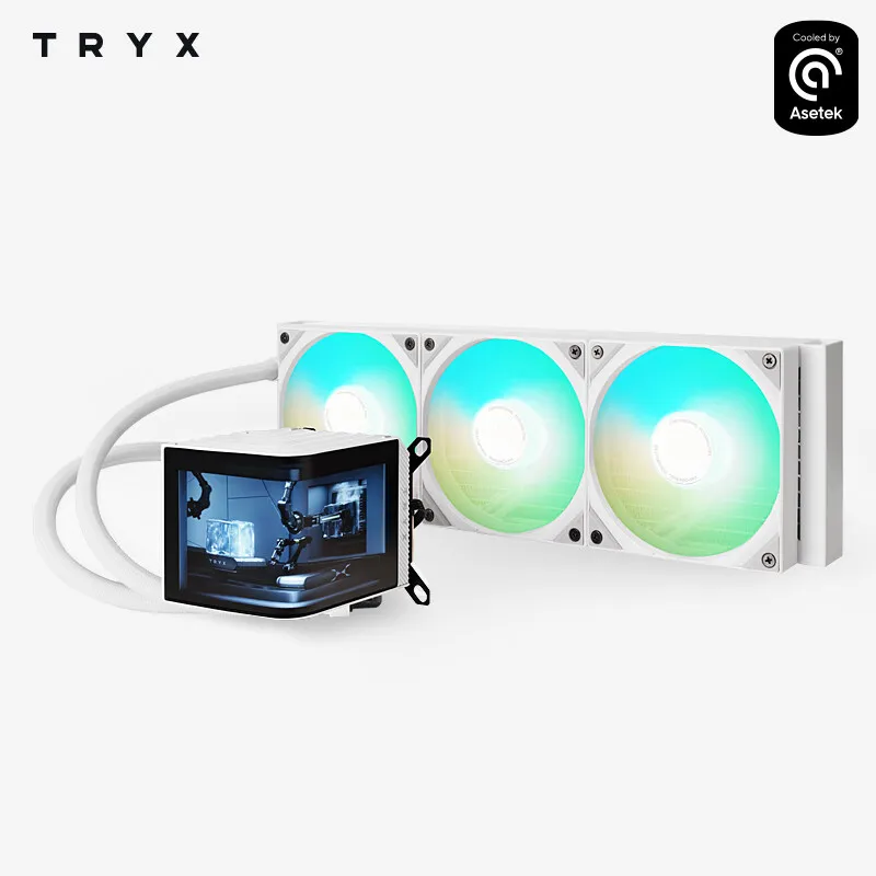 TRYX Panorama 360 ホワイト 6.5インチ AMOLEDクリーン TRYX Panorama 360 White 360mm AIO with 3D Anamorphic Display