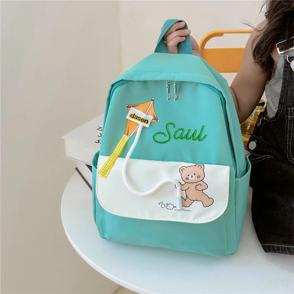 

Embroidered Name Kid's Schoolbag Cute Cartoon Bear Backpack Custom Personalized Girls Boys Fashion Book Bag Outdoor Backpacks