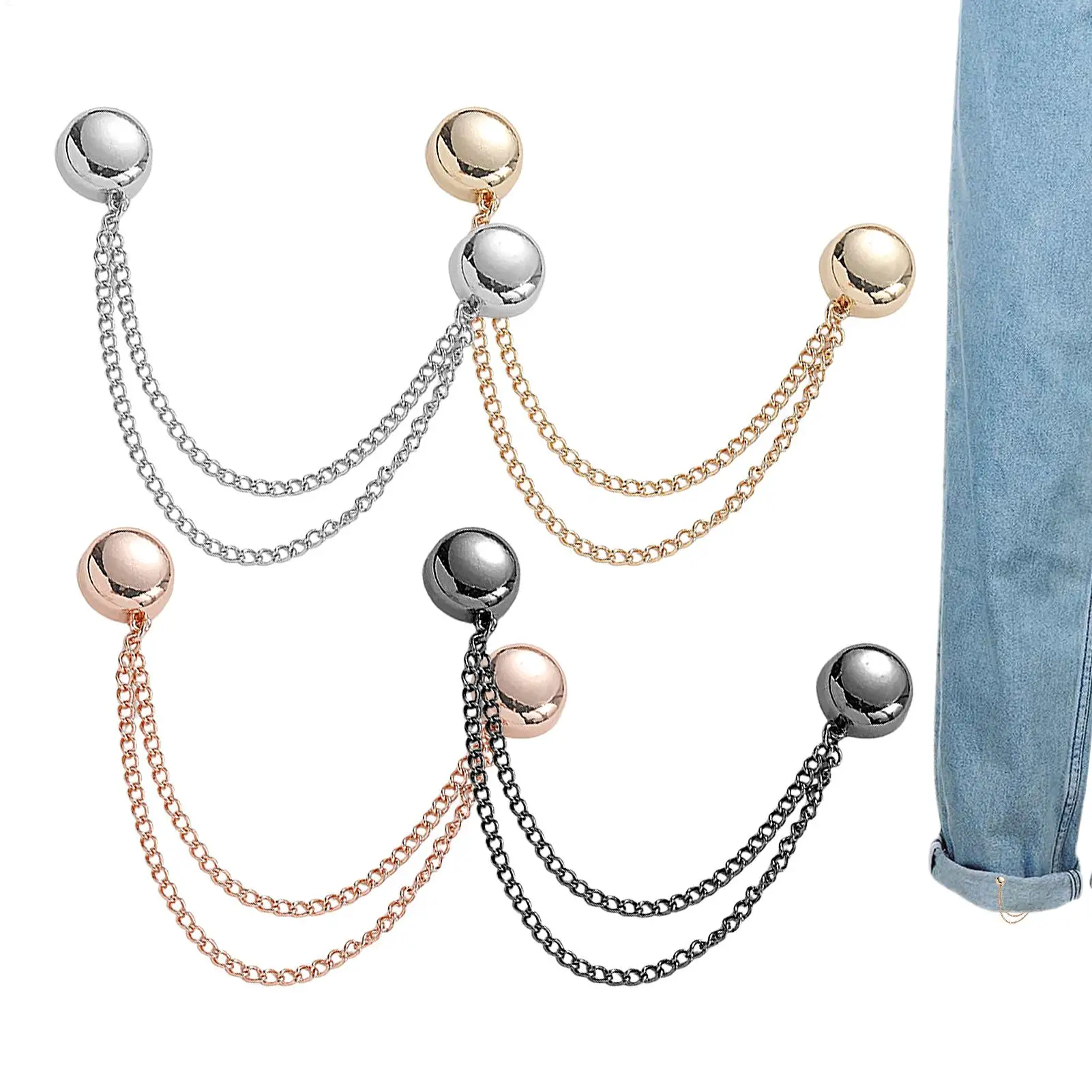4pc Magnetic Shirt Clip T Shirt Shortening Magnets Strong Pin Buckle Wrist Tie Button for Long Pants Sleeves Trousers Hijab Legs
