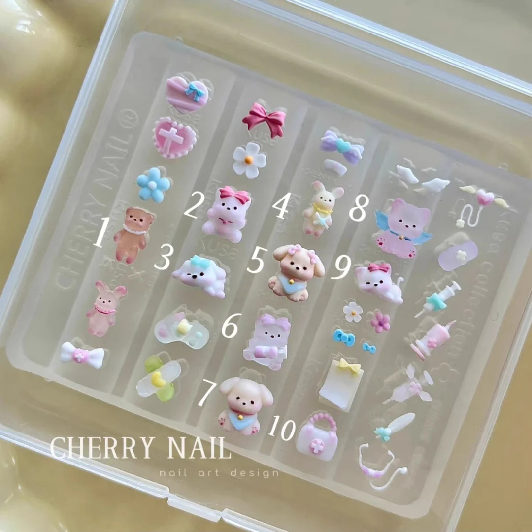 1개 과일 버튼 키 잠금 고양이 리본 3D 아크릴 몰드 네일 아트 장식 네일 DIY 디자인 실리콘 네일 템플릿 네일 몰드