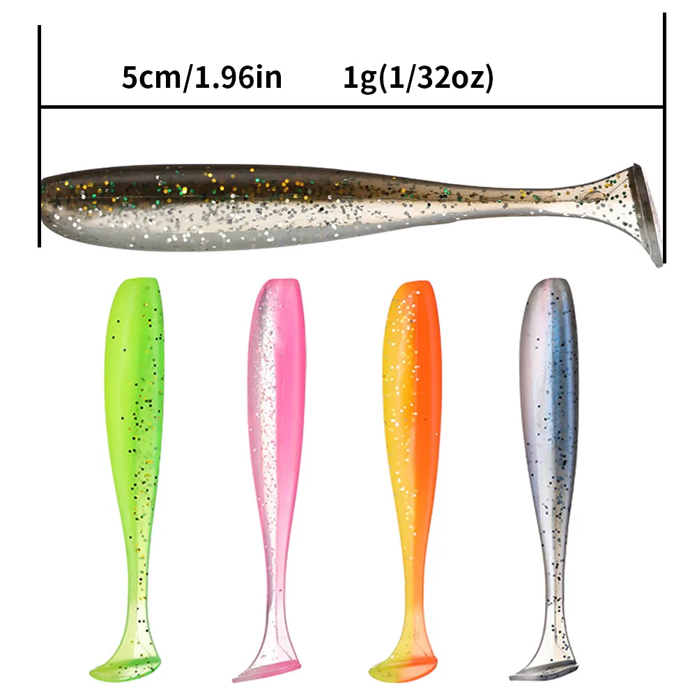 30pcs 5cm 1g Soft Plastic Fishing Lures Paddle-Tail Silicone Artificial Baits Pesca Wobbler Pike Perch Trout Bass Lure