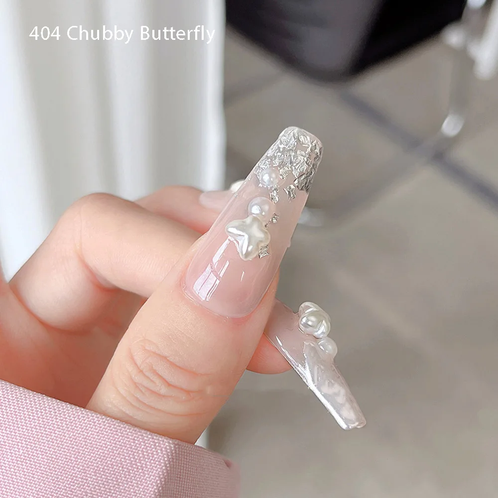 

-Chubby Butterfly- High Glossy Classy Pearl Butterfly Charm Versatile Trendy Nailfit Butterfly Ornaments 3D Nail Accessories 404