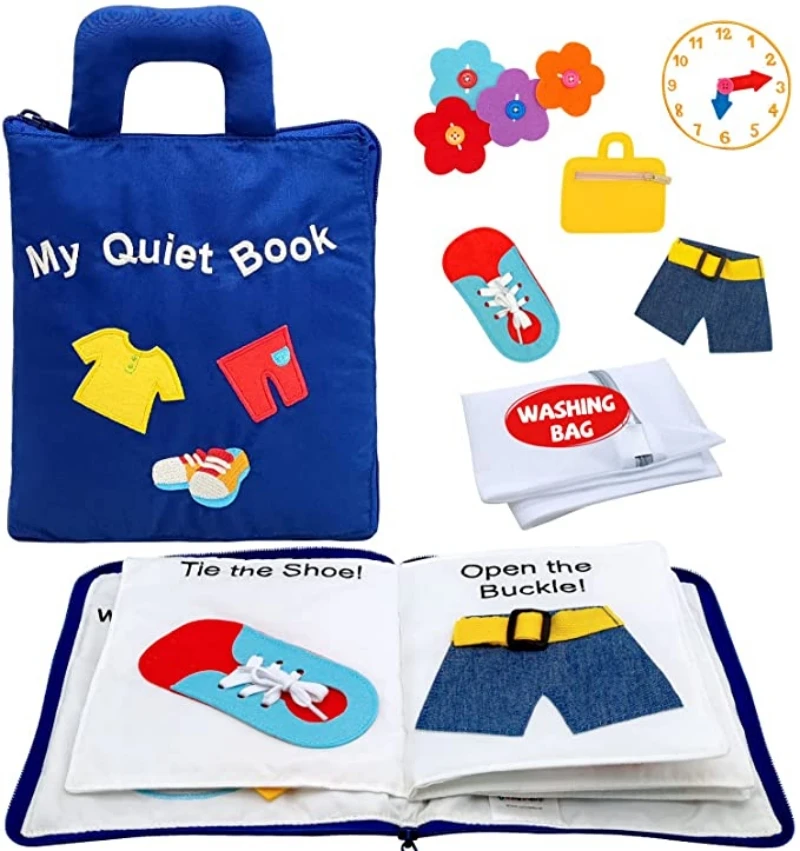

Montessori Toys for 1 Year Old Baby Books Sensory Learning Basic Skills Educational Busy Board Quiet Book for Toddler Activities