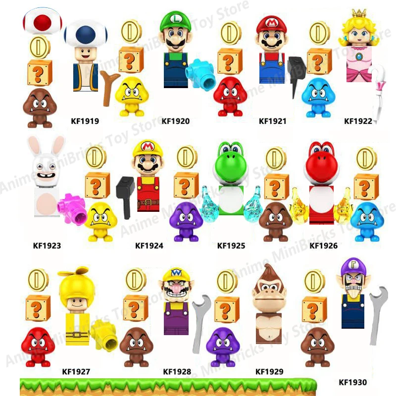 

Games Super Bros Blocks KF6186 Japanese Anime Cartoon Bricks Dolls Luigi Yoshi Mini Action Toy Figures Building Blocks Gifts