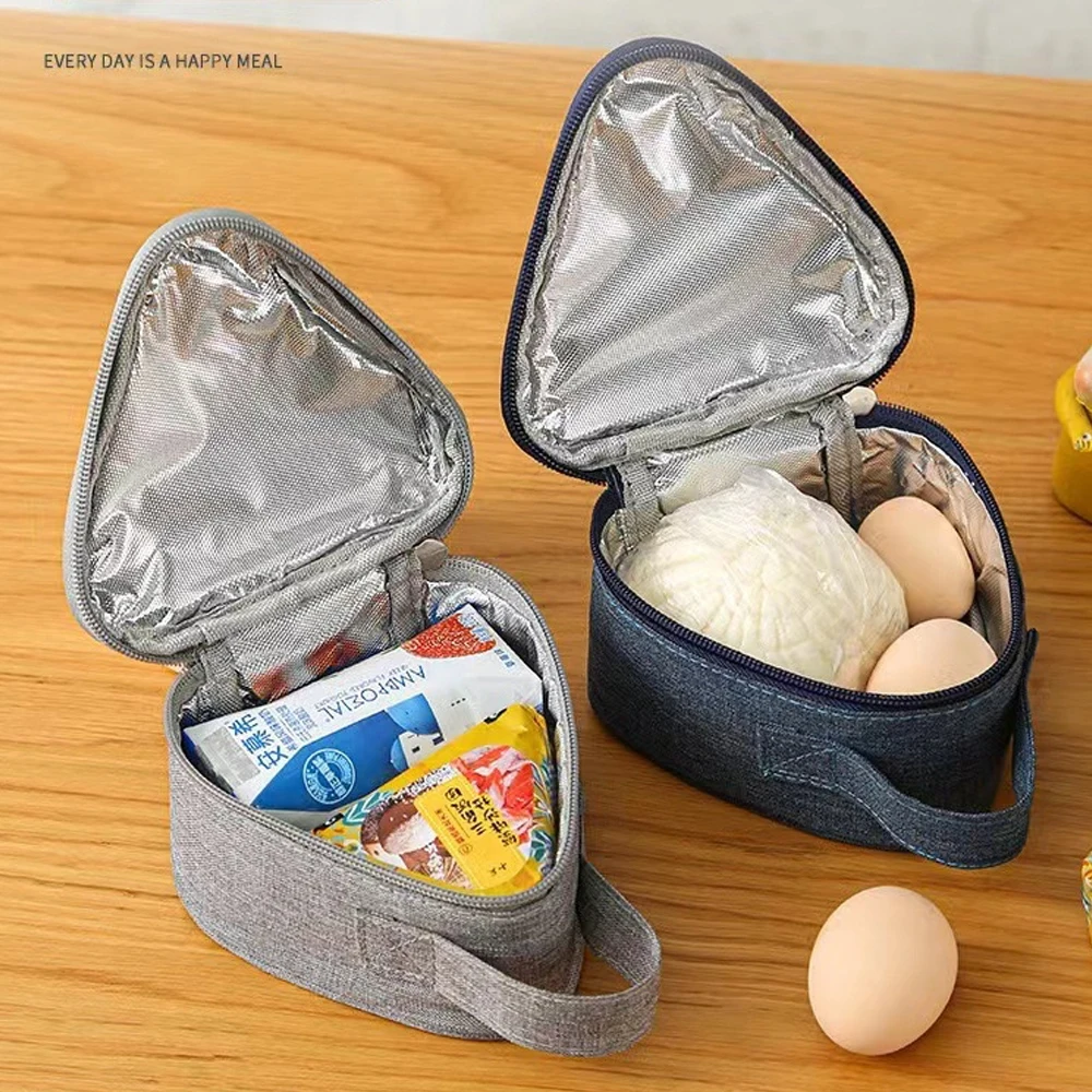 New Portable Triangular Insulation Bag Mini Aluminum Foil Student Rice Ball Bag Cute Portable Lunch Box Outdoor Lunch Bag