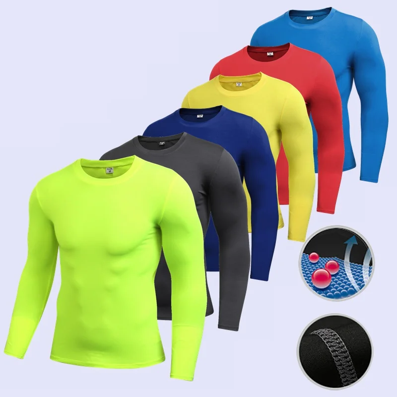 Men Compression Running T-Shirt Fitness Tight Long Sleeve Sport T-shirt Training Jogging Shirts Gym Sportswear Quick Dry Clothes Sports & Entertainment
