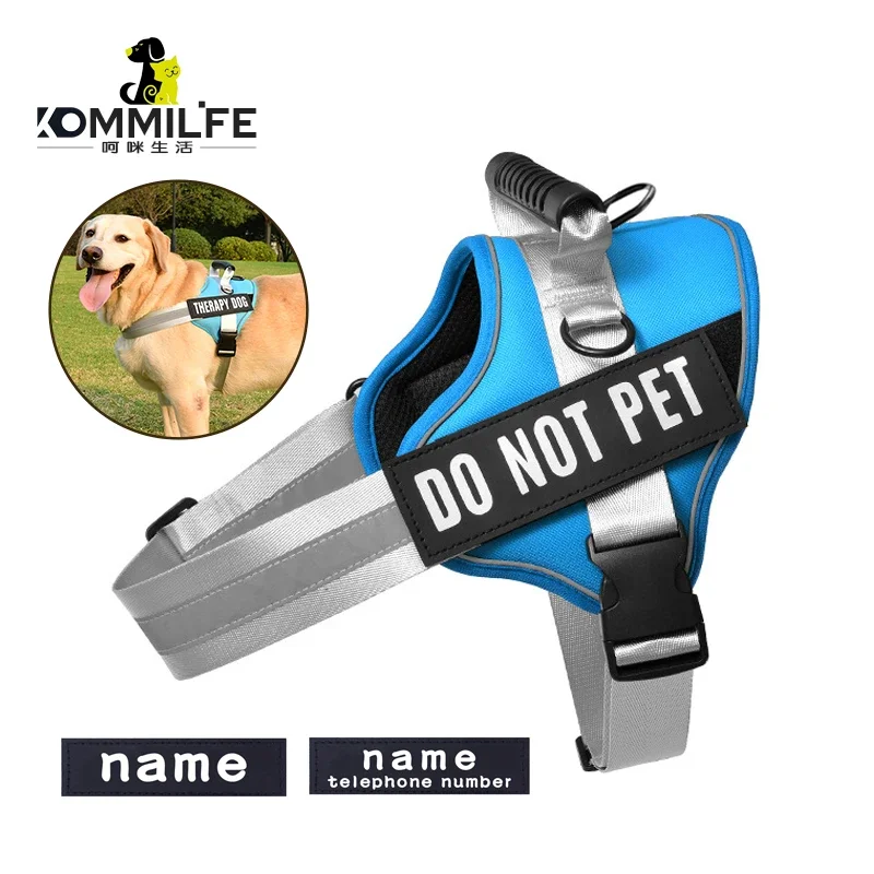 KOMMILIFE Adjustable nylon dog harness personalized reflective breathable pet dog harness vest for small medium large dogs dog harness dog harness leash set