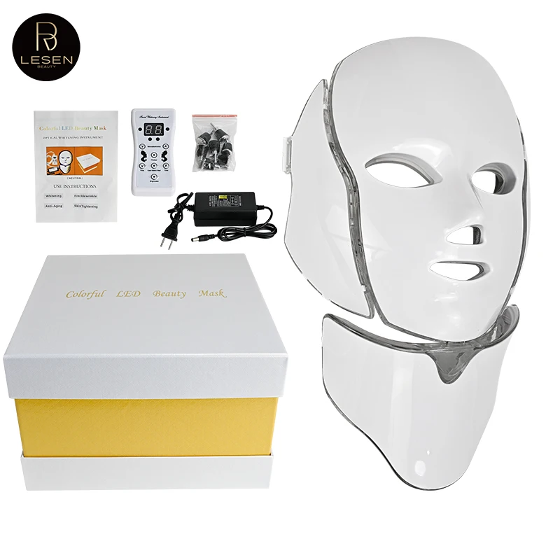 7 Colours LED Light Therapy Mask with Neck Light Therapy Photorejuvenation Facial Lift & Firming Massager Face Skin Care, face mask,led facial mask