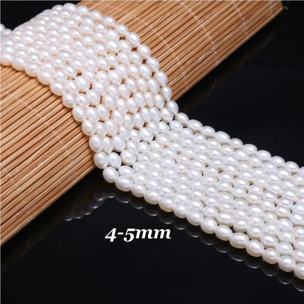 Perles d'Eau Douce Naturelles AAA en Forme de Riz, 4-5mm, Accessoires pour Bijoux de Direction, Bracelet, Collier, Boucles d'Oreilles, DIY