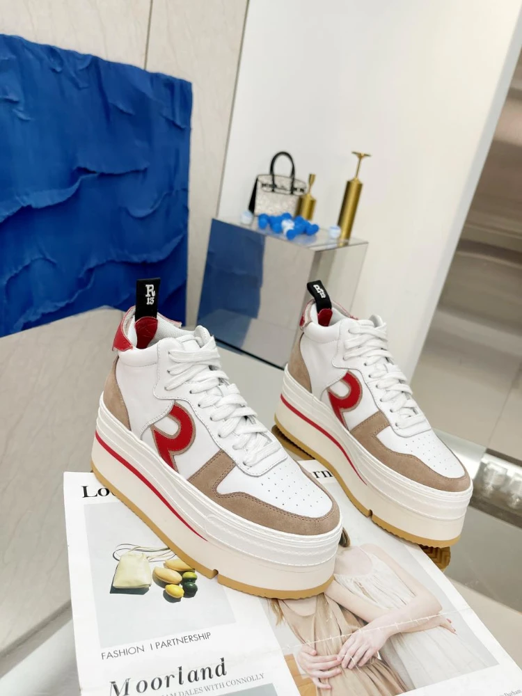 

R13 Colorblock Platform Shoes Women Shoes High-Top Lace-up Platform Shoes Designer Sneakers for Women Basketball Shoes