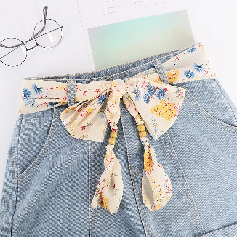 

Creative Chiffon Belts for Women Elegant Floral Ribbon Waistbands Lady's Decorative Belts Dress Coat Apparel Accessories