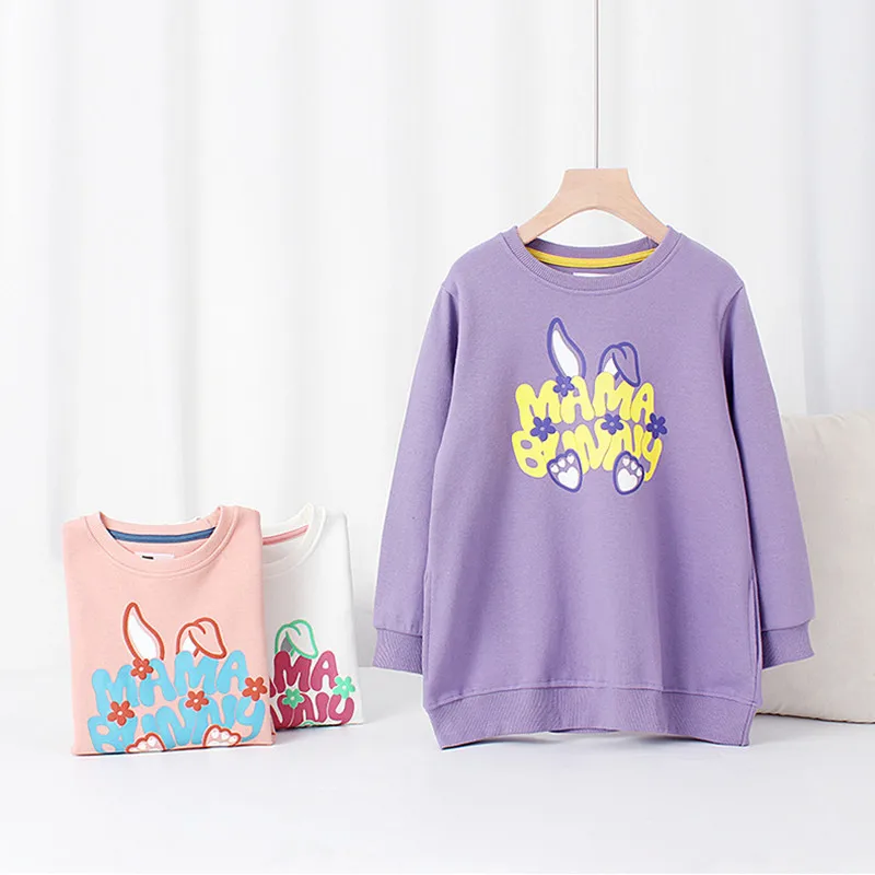 

Korean Version Fashion Girls Loose Long Sleeved Sweatshirt Kids Cartoon Letter Crew Neck Tops Autumn Spring Clothes