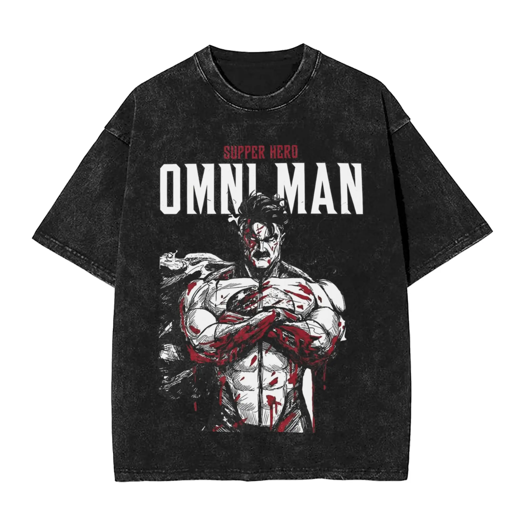 Invincible Cartoon Comic Washed Streetwear HipHop Oversized T-Shirt