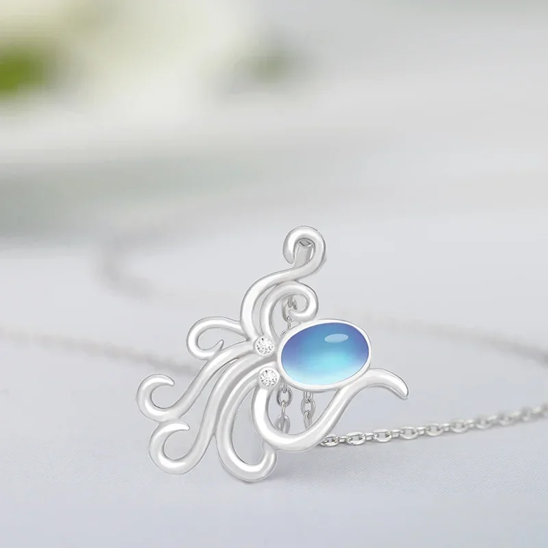 

S925 Sterling Silver Octopus Necklace Women Fashion and Exquisite 2024 Lady Collar Chain Trendy Pendant Valentine Day Jewelry