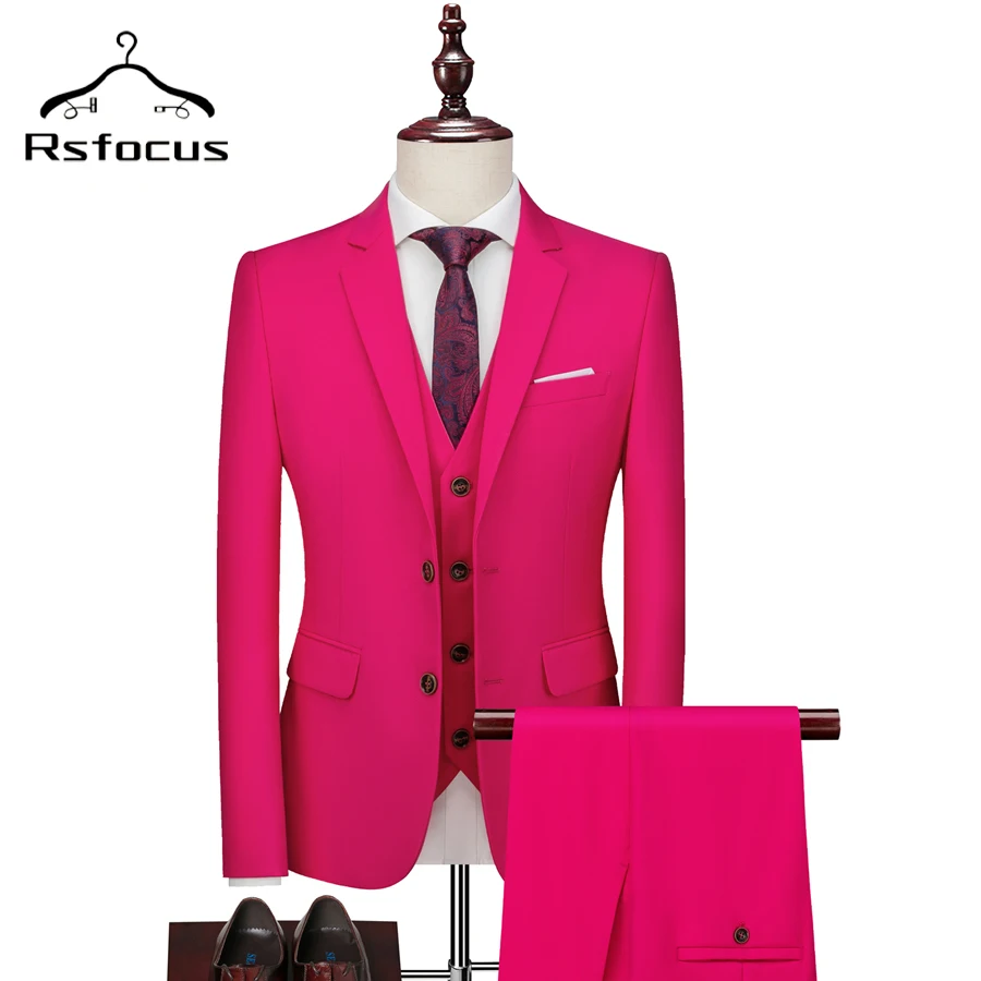 

Rsfocus Rose Red Men Suits For Wedding 2022 High Quality Dress Formal Suit Fashion Business Casual Prom Party Suit Man 6XL TZ087