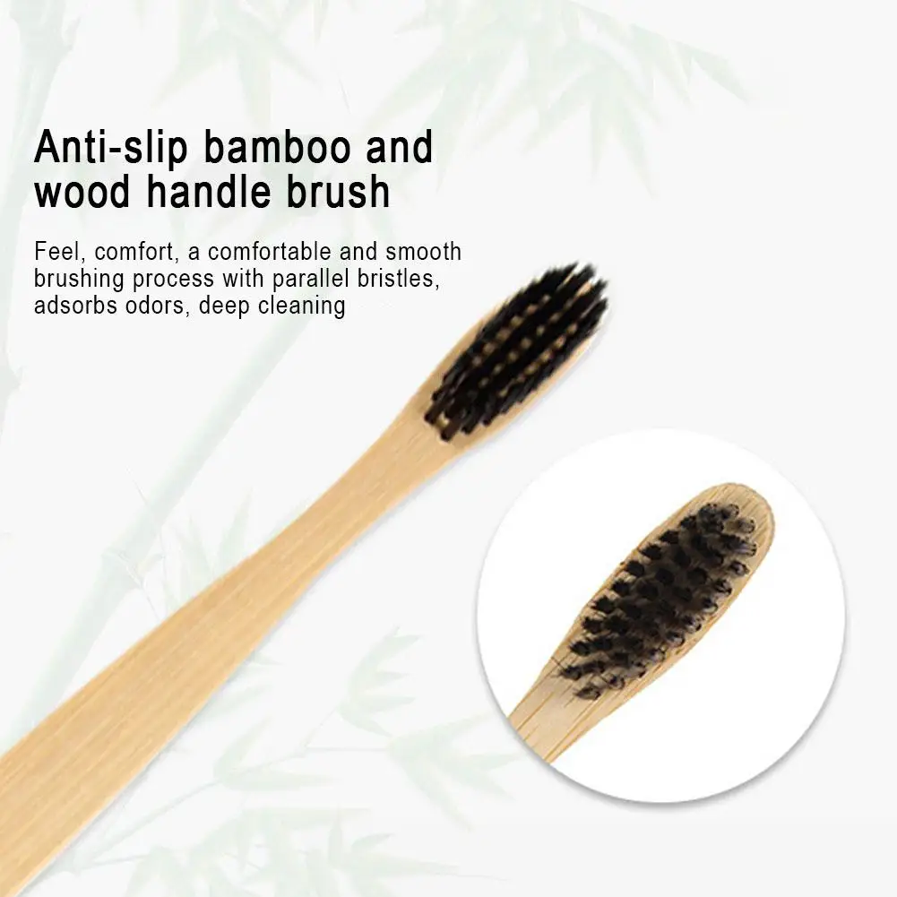 Eco-Friendly Bamboo Toothbrush Set with Charcoal-Infused Soft Bristles