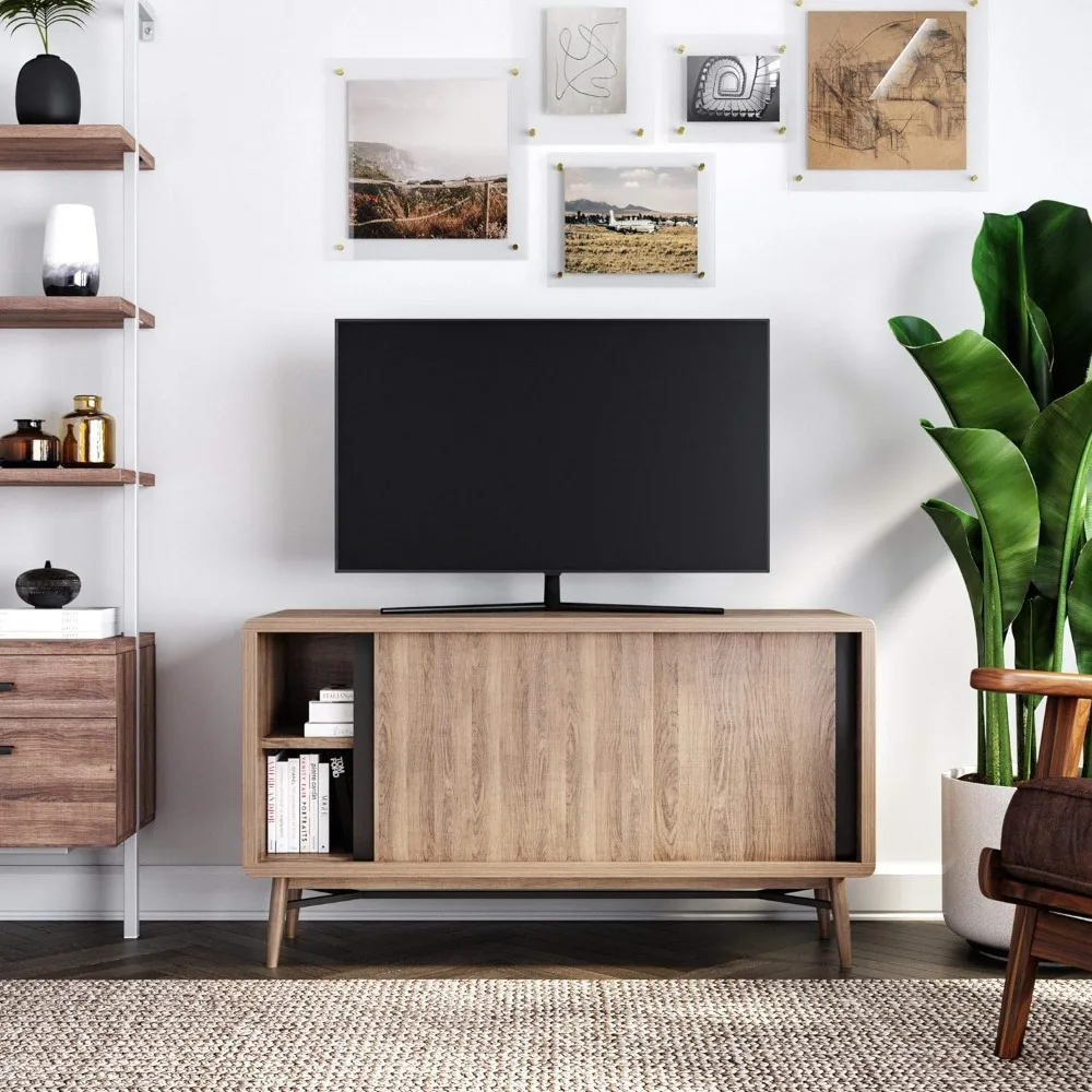 

Modern Mid-Century TV Stand Media Console or Entertainment Cabinet With Sliding Doors Tv Stands Furniture Luxury Living Room