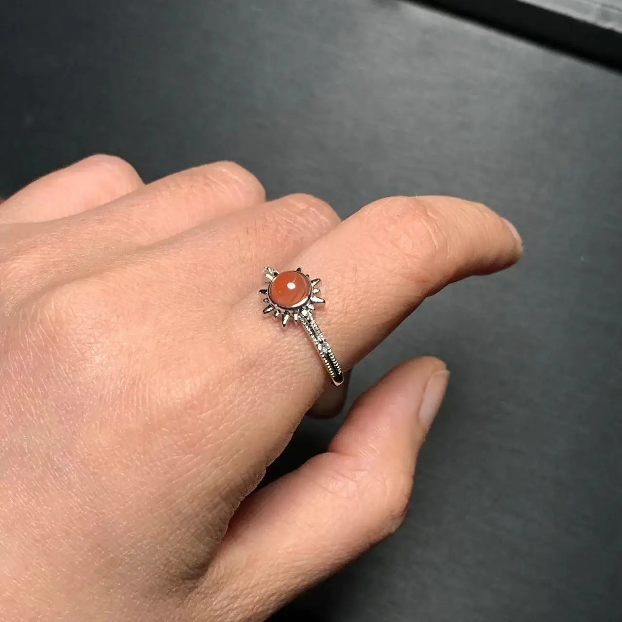 Natural Southern Red Agate Ring Stone Female Handmade Rings Jewelry for Women Gift Purple