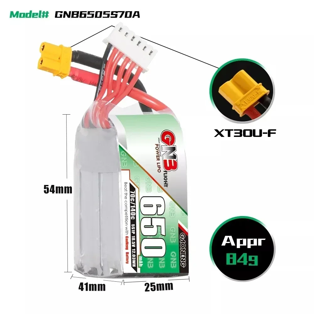 Batterie LiPo 650mAh 70C 2S-6S pour Drone FPV