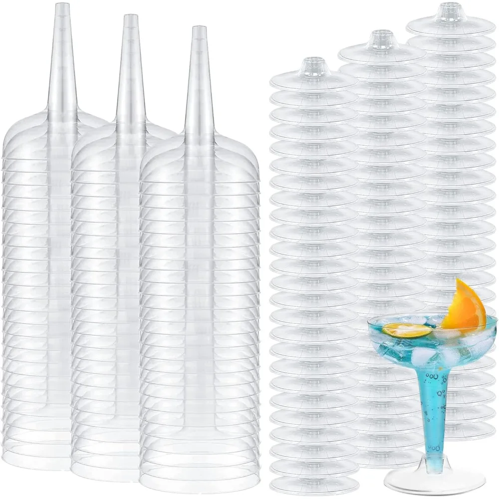 25pcs Plastic Champagne Coupe 4oz Plastic Party Champagne Cups Stackable Stemmed Glasses Plastic Coupe for Party Celebration