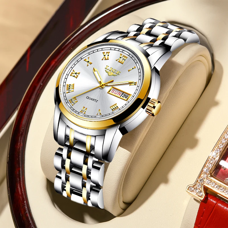 LIGE Women Watches Luxury Stainless Steel Watch for Women Fashion Casual Women's Bracelet Watches Waterproof Ladies Wristwatches