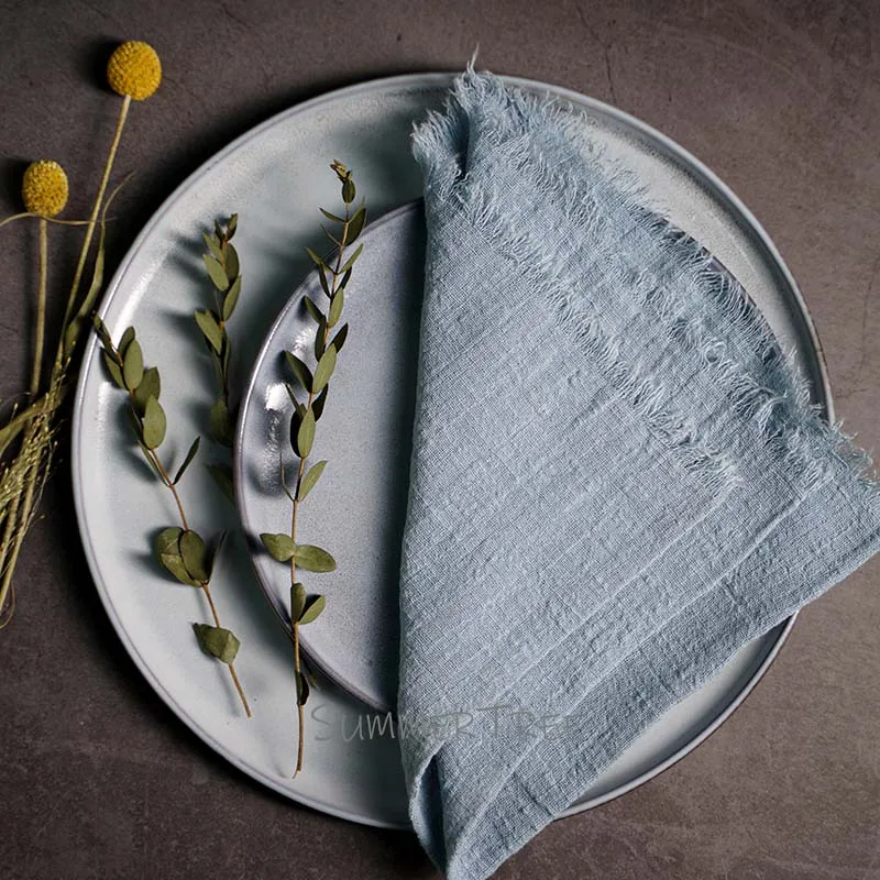 Rustic Cotton Gauze Napkins - Vintage-Style Tea Towels for Elegant Table Decoration
