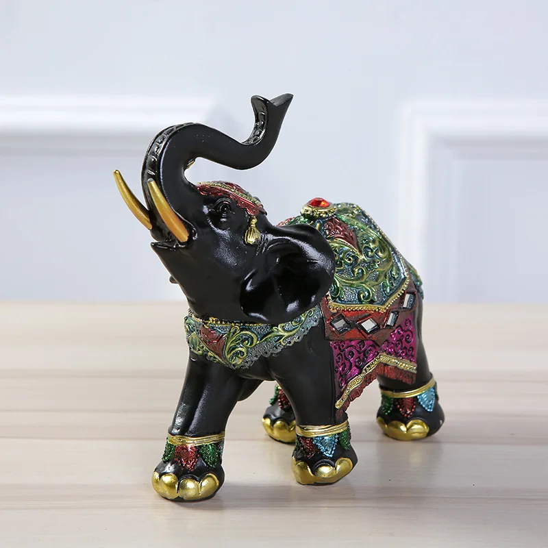 

RESIN ELEPHANT CRAFT STATUE AUSPICIOUS ANIMAL SCULPTURE CREATIVE HOME PORCH LIVING ROOM DECORATION