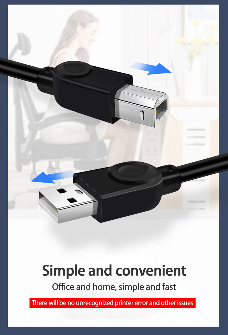 【빠른 배송】USB 프린터 케이블 0.5M/1M/1.5M/3M/5M/10M USB 2.0 유형 A 남성-B 남성 케이블 프린터용 연장 코드