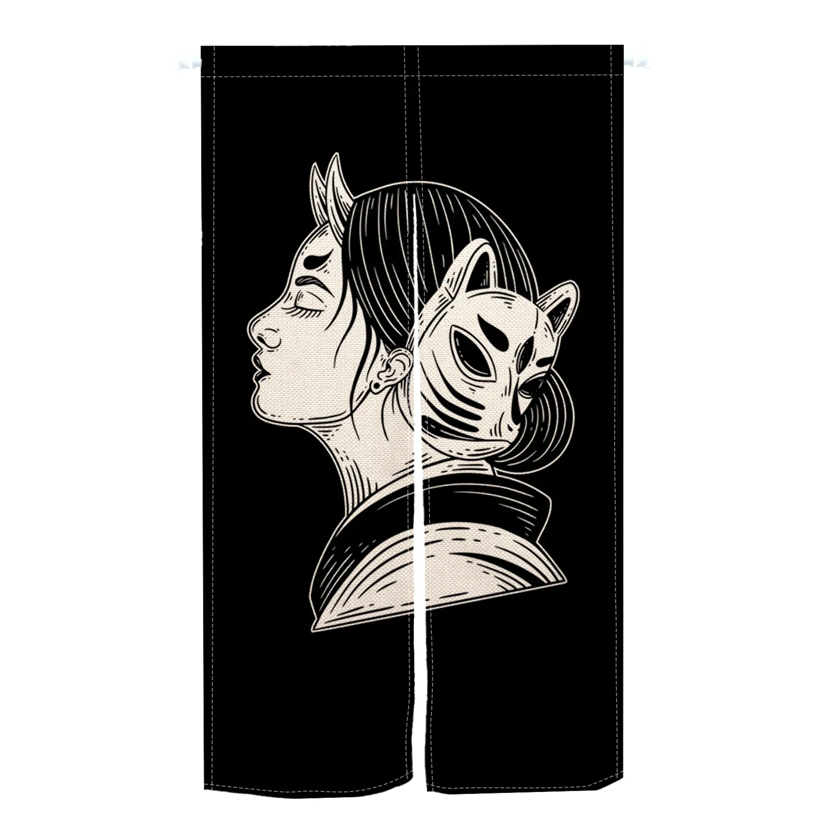 Japanese Style Geisha Door Curtain Ladies Kitchen Bedroom Bathroom Izakaya Wind and Moon Place Partition Half Curtain Decoration 4