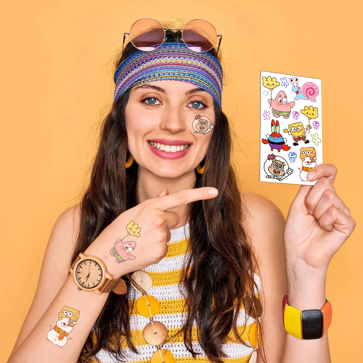 10 Stück/Set Niedliche Cartoon Spongebob Temporäre Tattoo-Aufkleber Körperkunst Tattoo-Sticker Cosplay Party Für Party Geburtstagsgeschenke – Detail 6