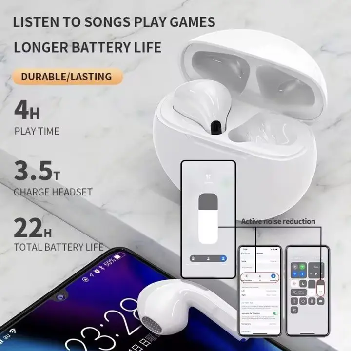 Фото Bluetooth-гарнитура Apollo J6, обновленная, графеновая диафрагма, чистый голос, двойной микрофон, стерео 9D, чистая литиевая батарея №2