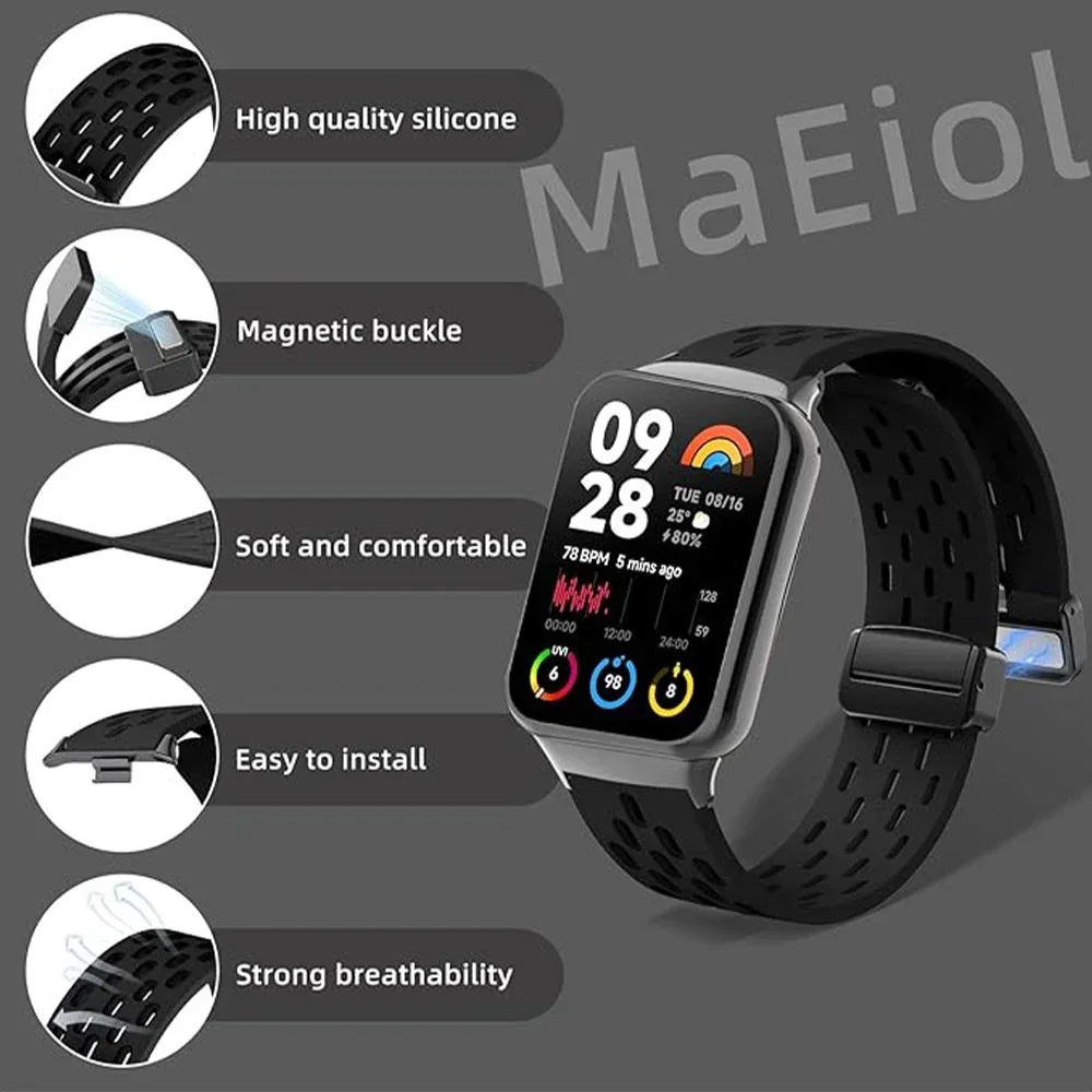 Breathable Silicone Sports Strap with Magnetic Buckle