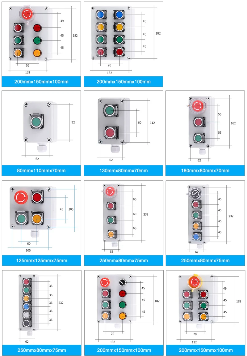 com Botão Switch Box Parar de Emergência, Iniciar Alarme