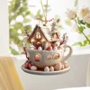Easter Coffee Cup Ornaments Cartoon Bunny Egg House Coffee Mug Decorative 2D Acrylic Ornaments 2025 Spring Party Supplies NEW 3