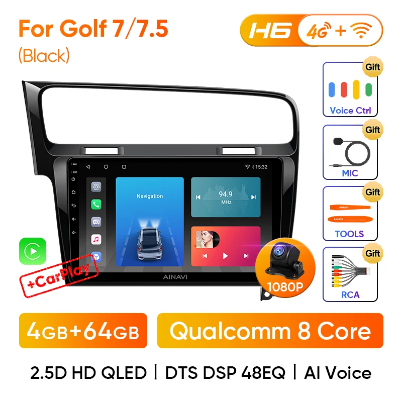 For Volkswagen VW Golf 7 2013-2020 Car Radio Multimedia Android 10 Auto QLED Qualcomm GPS Carplay Stereo Video Player No 2din pioneer double din radio Car Multimedia Players