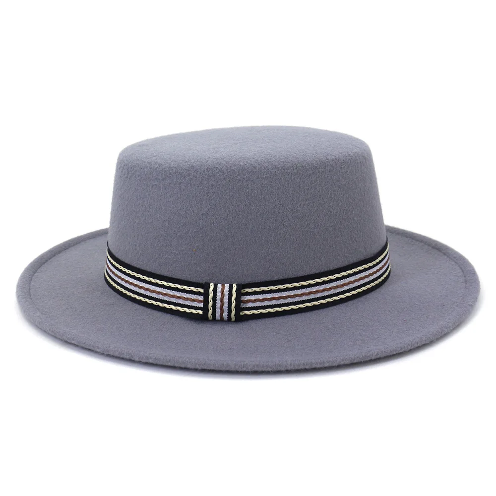 mens straw fedora Men's and Women's European and American Fashion Big Hat Autumn and Winter British Woolen Flat Top Hat  for Women Men felt fedora Fedoras