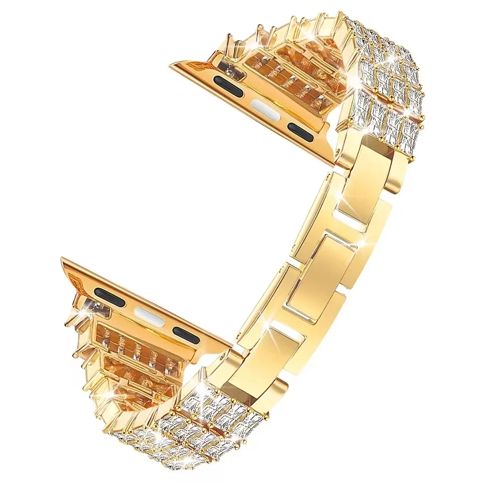 Metal Diamond Strap For Apple Watch Ultra 8 7 45mm 41mm 6 5 4 SE 44mm 40mm Stainless Steel Luxury Wristband For iwatch 42mm 38mm