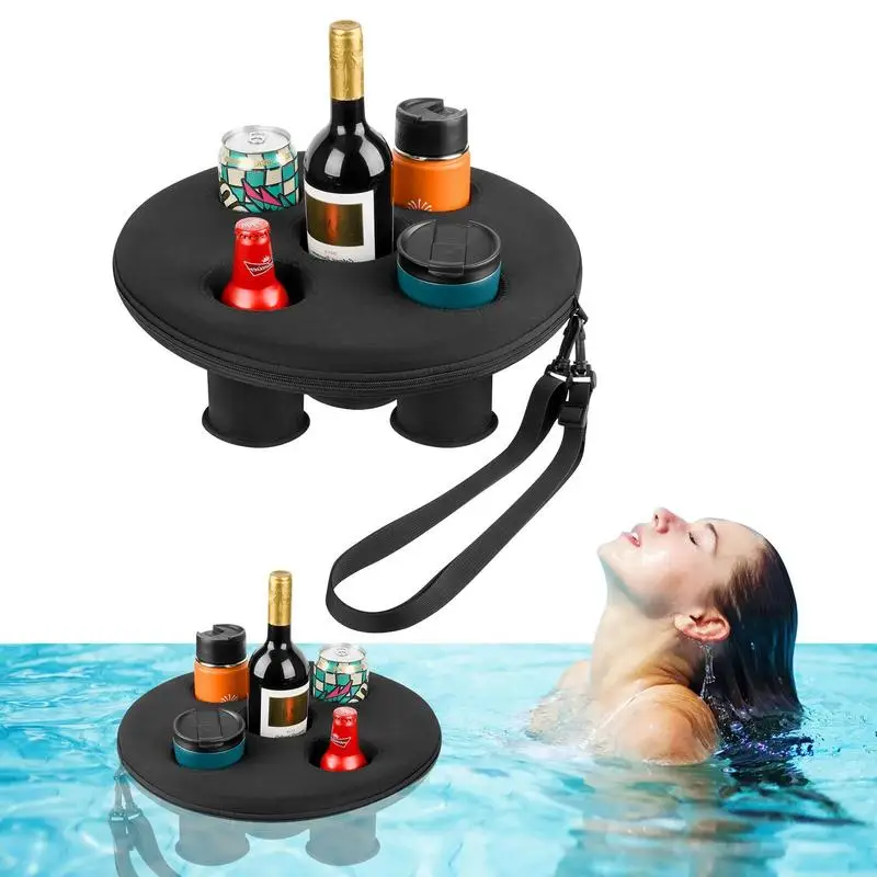 

Pool Drink Holder Wine Cup With 5 Holes For Hot Tub Floating Tray For Swimming Pool Beach Drinking Cooler Bar Tray