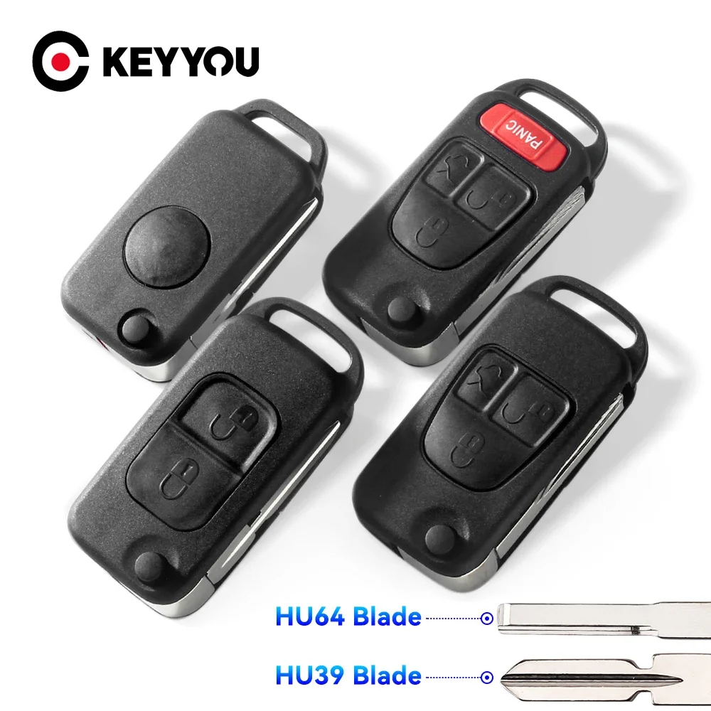 

KEYYOU Flip Folding Remote Key shell 1/2/3/4 Button for Benz W168 W124 W202 W203 A C E ML C CL S SL SEL SLK E113 Car Key Case