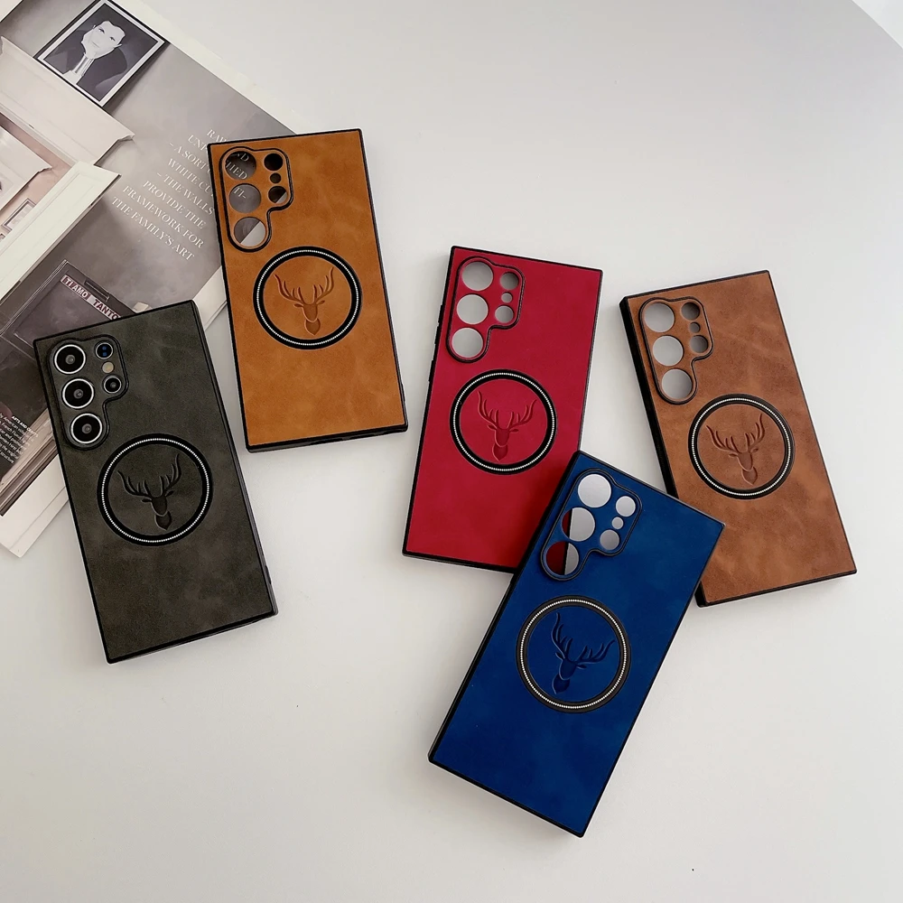 Luxury Magsafe Deer PU Leather Case for Samsung Galaxy S25 S24 Ultra Note20 S23 S22 S21 FE S25Ultra Plus Wireless Charging Cover 6