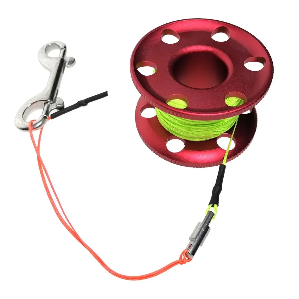 15/20/30/50 Line Aluminium Scuba Diving Finger Spool Reel with Stainless Steel Snap Bolt Clip Diving DIY Equipment 3